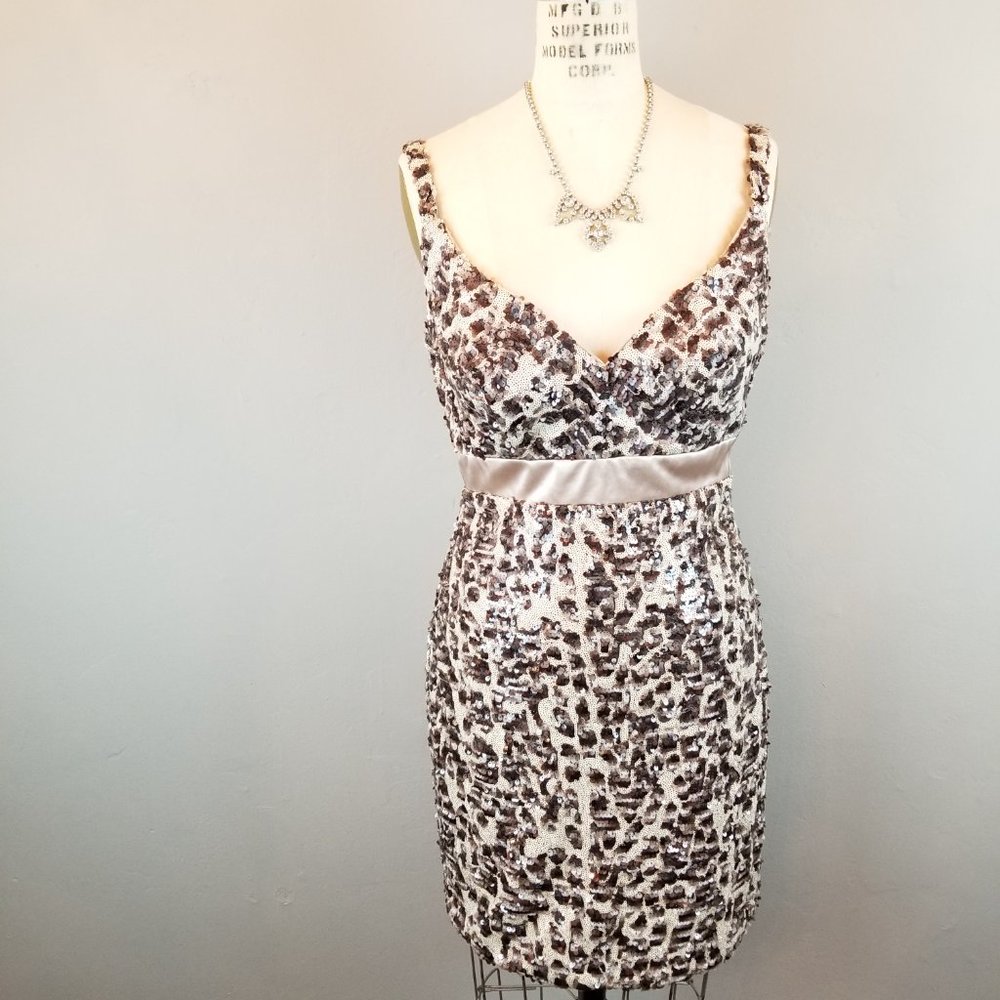 Sexy Leopard Sequin Cocktail Party Dress Women's Size 8 * NEW with Tags